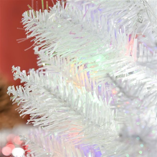 HomCom 7-ft Slim White Artificial Christmas Tree with Colourful LED Lights