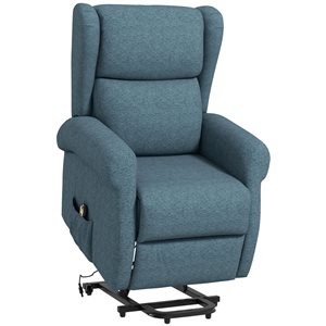 Fauteuil inclinable électrique HomCom avec repose-pieds et poche latérale bleu