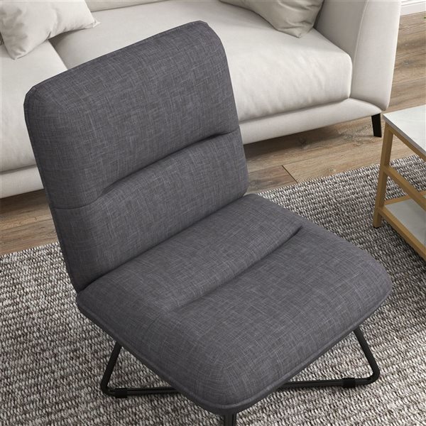 HomCom Modern Dark Grey Polyester Accent Chair without Armrests