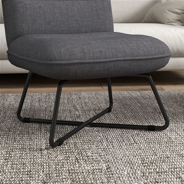 HomCom Modern Dark Grey Polyester Accent Chair without Armrests