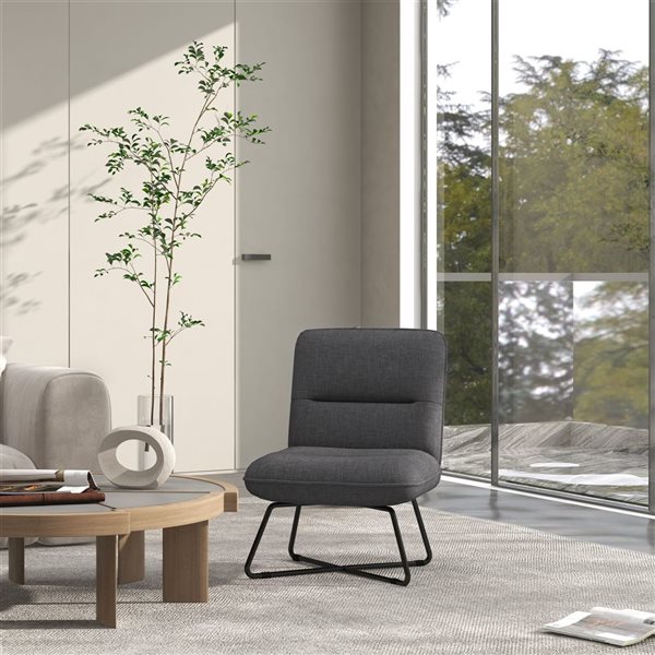 HomCom Modern Dark Grey Polyester Accent Chair without Armrests