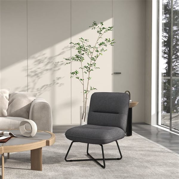 HomCom Modern Dark Grey Polyester Accent Chair without Armrests