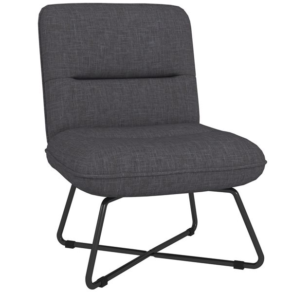 HomCom Modern Dark Grey Polyester Accent Chair without Armrests