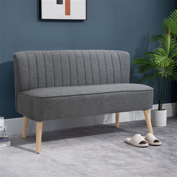 HomCom 46-in Modern Light Grey Polyester Loveseat