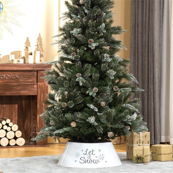 HomCom 26-in White Metal Christmas Tree Collar