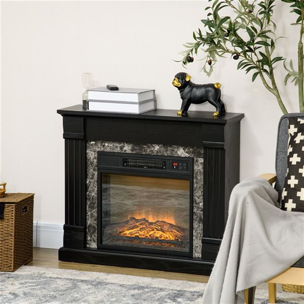 HomCom 31.5-in Black Unfinished Electric Fireplace