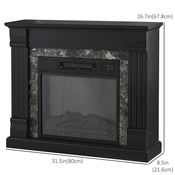 HomCom 31.5-in Black Unfinished Electric Fireplace