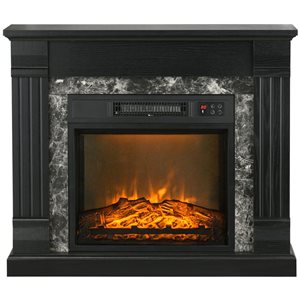 HomCom 31.5-in Black Unfinished Electric Fireplace