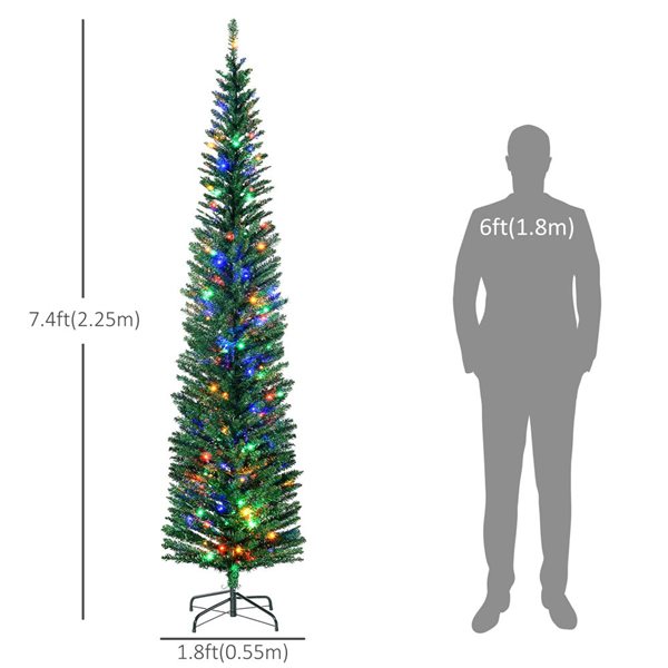 HomCom 7.5-ft Artificial Christmas Tree with Colourful LED Lights