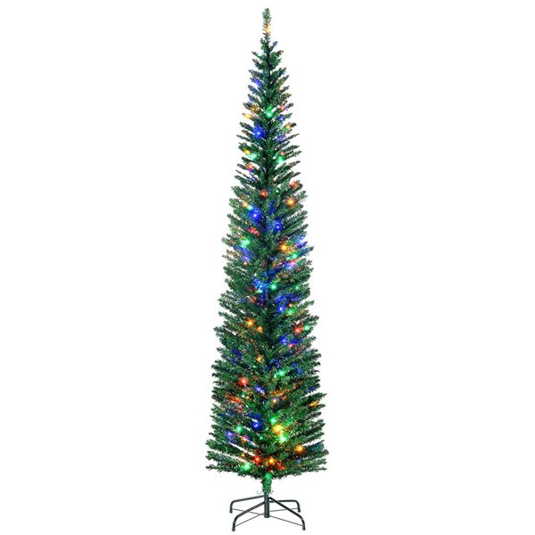 HomCom 7.5-ft Artificial Christmas Tree with Colourful LED Lights