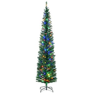 HomCom 7.5-ft Artificial Christmas Tree with Colourful LED Lights