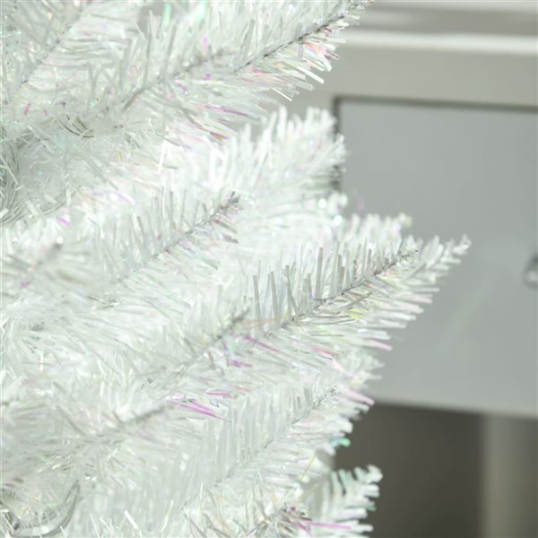 Arbre de Noël artificiel blanc mince HomCom 6 pi avec lumières DEL colorées