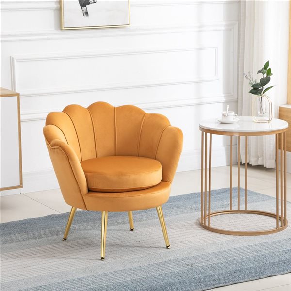 HomCom Modern Gold Velvet Polyester Accent Chair