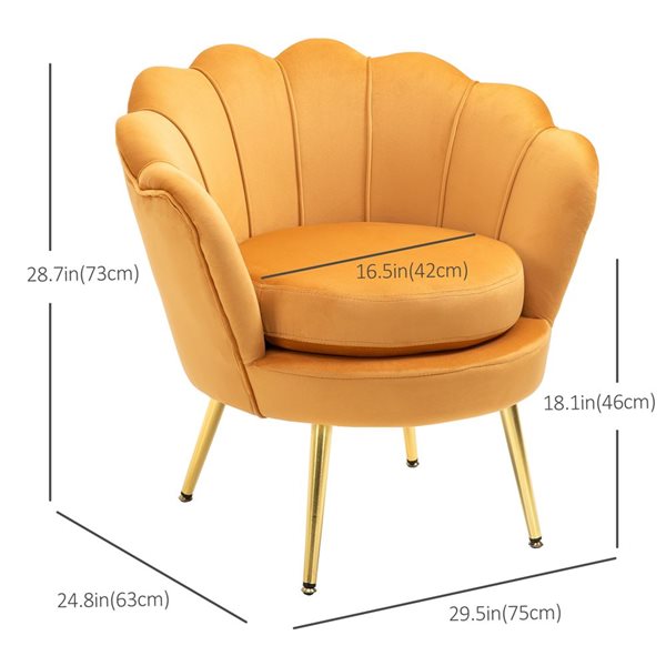 HomCom Modern Gold Velvet Polyester Accent Chair