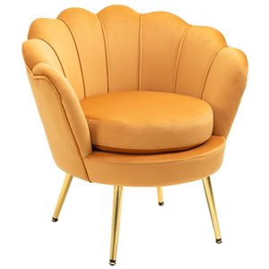 HomCom Modern Gold Velvet Polyester Accent Chair