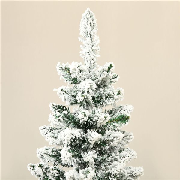 HomCom 6-ft Artificial Christmas Tree with 390 Snow Flocked Branches