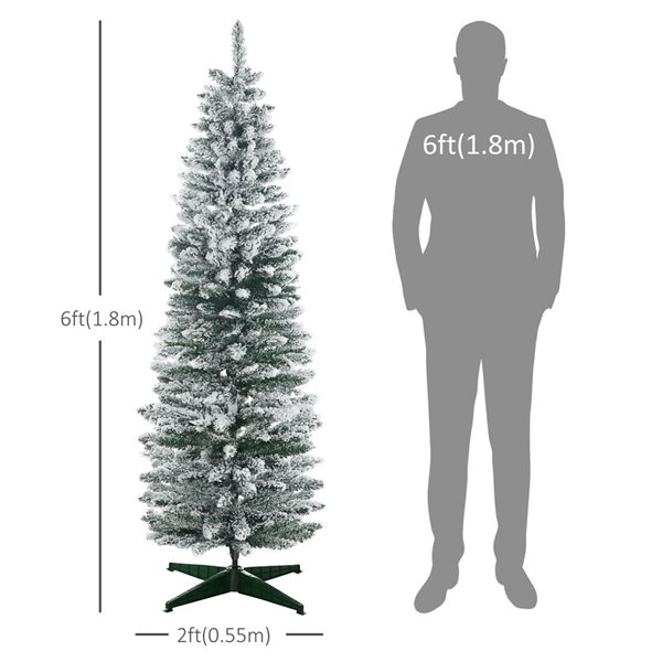 HomCom 6-ft Artificial Christmas Tree with 390 Snow Flocked Branches