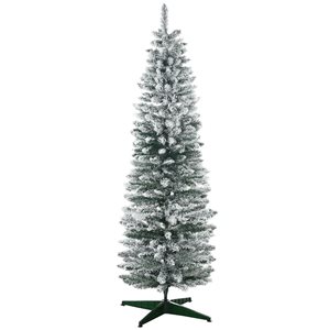 HomCom 6-ft Artificial Christmas Tree with 390 Snow Flocked Branches