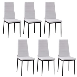 HomCom Set of 6 White PU Leather High-Back Dining Chairs