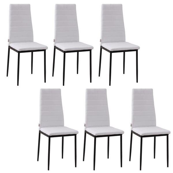 Ensemble de 6 chaises de salle à manger HomCom en similicuir blanc avec dossier haut