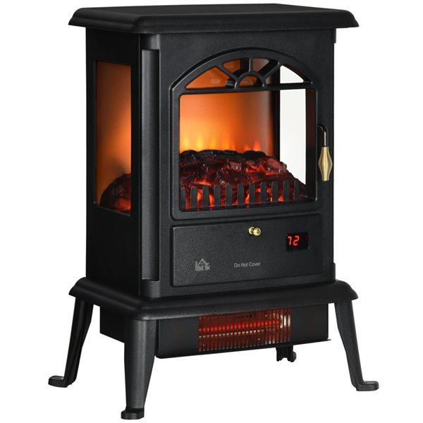 HomCom 16.6-in Black Unfinished Infrared Electric Fireplace with Adjustable Temperature