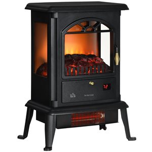 HomCom 16.6-in Black Unfinished Infrared Electric Fireplace with Adjustable Temperature