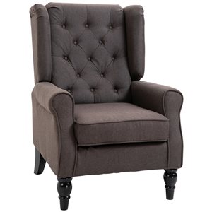 Fauteuil d'appoint avec dossier à oreilles HomCom accoudoirs arrondis marron