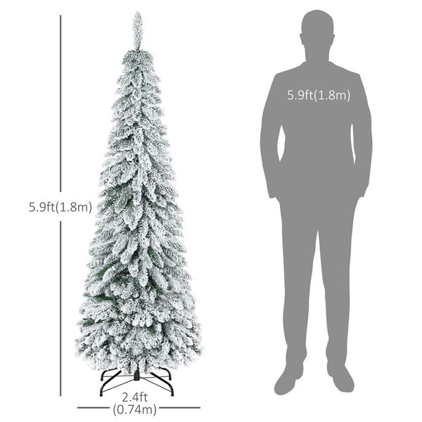 HomCom 6-ft Slim Artificial Christmas Tree with Steel Base