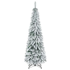 Arbre de Noël artificiel mince HomCom 6 pi avec base en acier