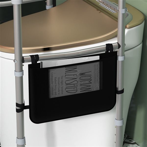 HomCom Toilet Safety Rails with Adjustable Height Width Rubber Tips Storage