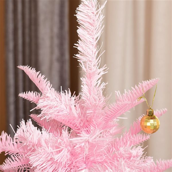 Arbre de Noël artificiel rose HomCom 5 pi avec ouverture automatique