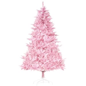 Arbre de Noël artificiel rose HomCom 5 pi avec ouverture automatique