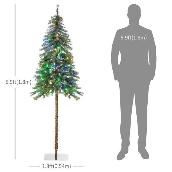 HomCom 6-ft Slim Artificial Snow Christmas Tree with LED Lights