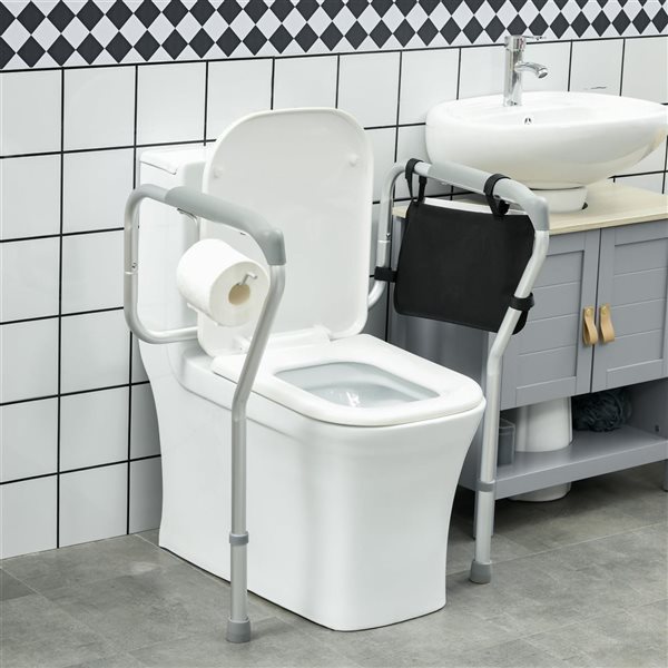 Rail de sécurité pour toilettes HomCom avec poche réglable