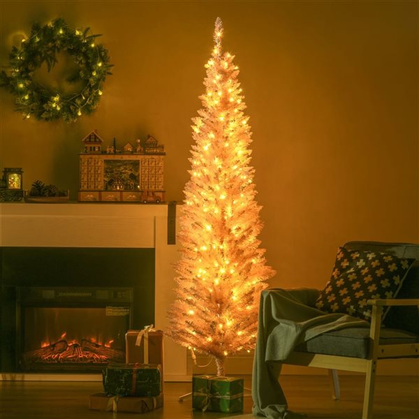 HomCom 6-ft Prelit Artificial Christmas Tree with Warm White LED Lights