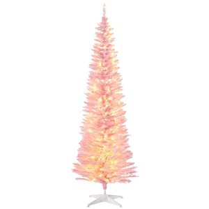 Arbre de Noël artificiel pré-éclairé HomCom 6 pi avec lumières DEL blanc chaud