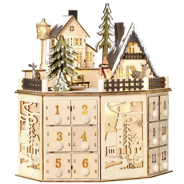 HomCom Christmas Advent Calendar with Countdown Drawers for Kids and Adults