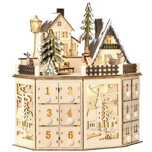 HomCom Christmas Advent Calendar with Countdown Drawers for Kids and Adults