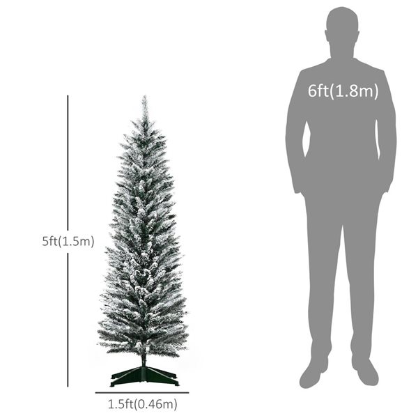 Arbre de Noël artificiel HomCom 5 pi avec 294 branches floquées de neige