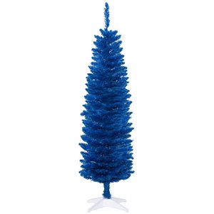 HomCom 5-ft Deep Blue Slim Artificial Christmas Tree