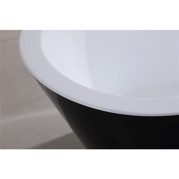 Bouticcelli OLIVIA Freestanding Bathtub Center Drain Black 63 x 28 1/3-in