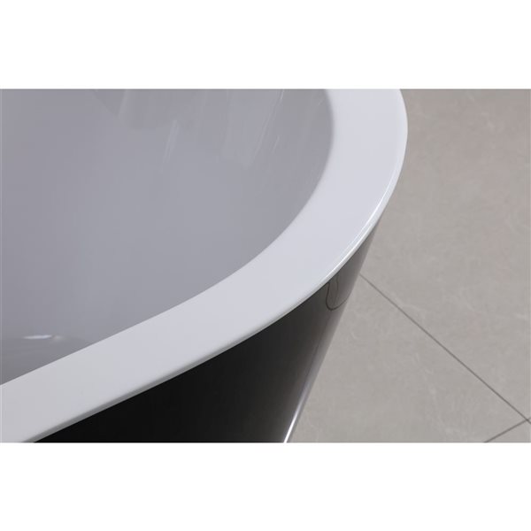 Bouticcelli OLIVIA Freestanding Bathtub Center Drain Black 63 x 28 1/3-in