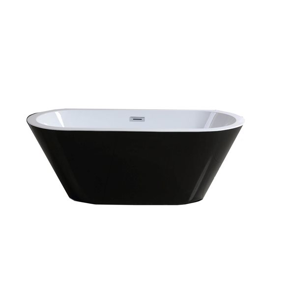 Bouticcelli OLIVIA Freestanding Bathtub Center Drain Black 63 x 28 1/3-in