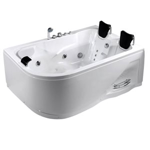 Bouticcelli ENDY Whirlpool Bathtub White Left Drain 72 x 48-in