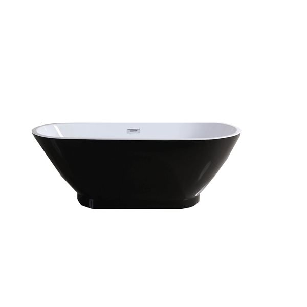 Bouticcelli MOON Freestanding Bathtub Center Drain Black 67 x 32-in