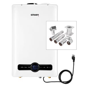 Chauffe-eau résidentiel au gaz propane sans réservoir Onsen 26L (incl. kit d'échappement mural 3 po), 6.9 GPM 180K BTU