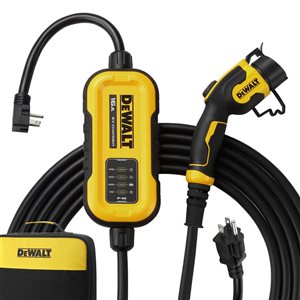 DEWALT Portable 25-ft Cable Electric Vehicle Level 2 Outdoor Charger 16 Amps 120-240 V NEMA 6-20 5-15 Adapter