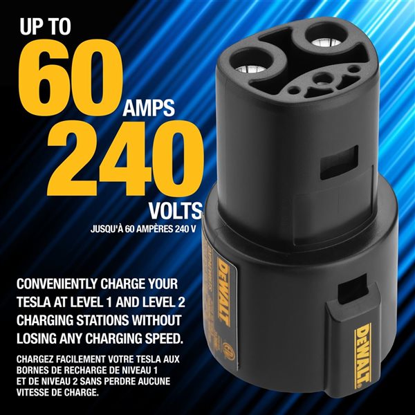 DEWALT SAE J1772 to Tesla EV Charging Adapter with High Power Connector 60 A/250 V