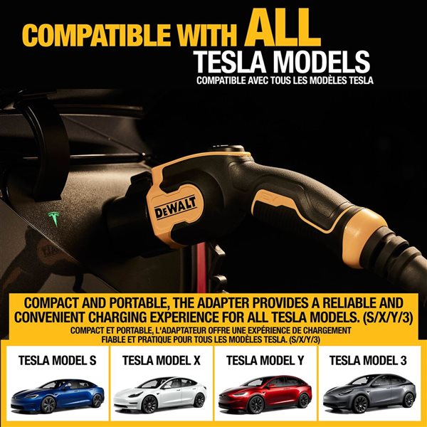 DEWALT SAE J1772 to Tesla EV Charging Adapter with High Power Connector 60 A/250 V