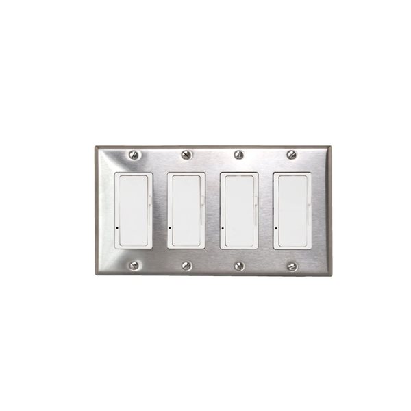 Eurofase Heating 4 Heater On/Off Paddle Switches and Stainless Steel 4-Gang Wall Plate